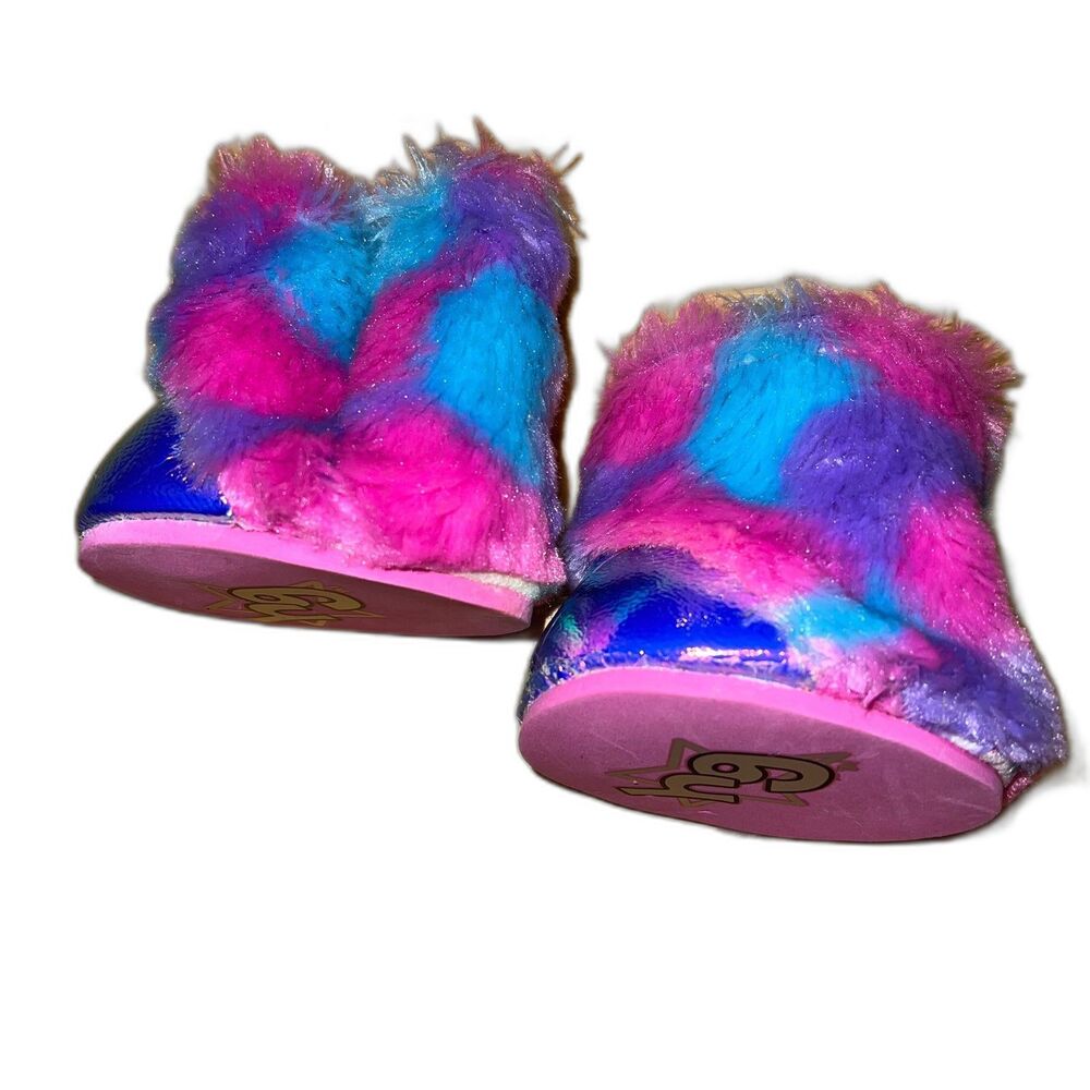 2018 Build-A-Bear Workshop HG Honey Girls Fuzzy Rainbow Iridescent Boots